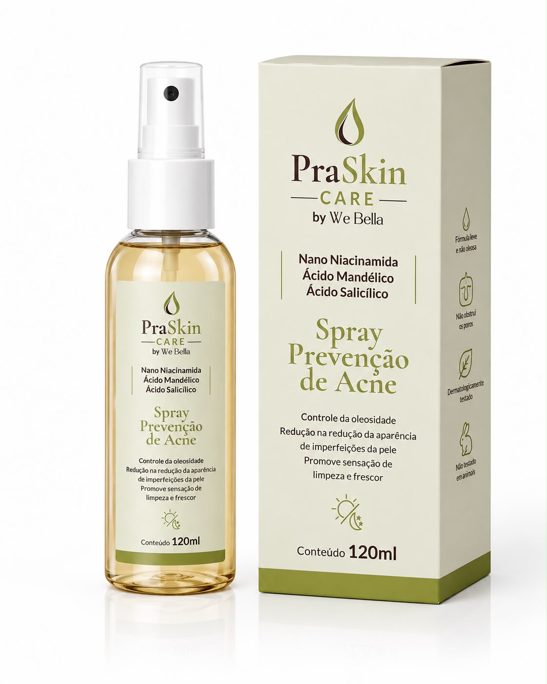 Spray Prevenção de Acne PraSkin Care by We Bella 120ml