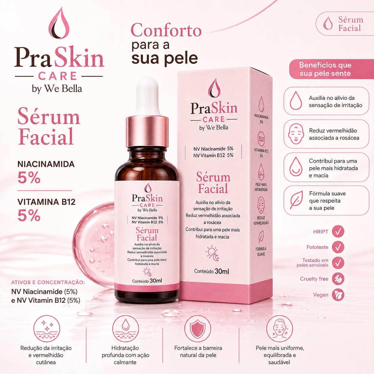 Sérum Facial NV Niacinamide 5% + NV Vitamin B12 5% PraSkin Care by We Bella 30ml