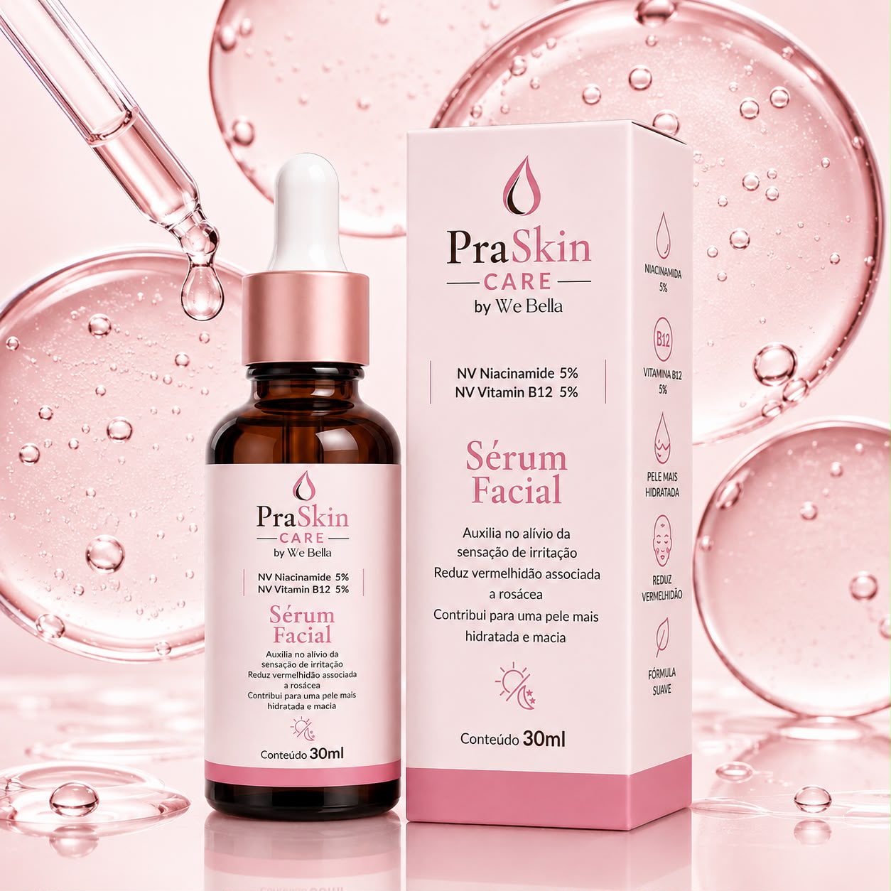 Sérum Facial NV Niacinamide 5% + NV Vitamin B12 5% PraSkin Care by We Bella 30ml