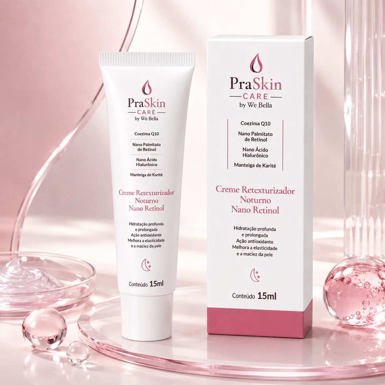 Creme Retexturizador Noturno Nano Retinol 15ml PraSkin Care by We Bella